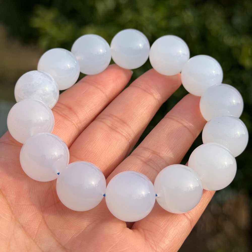 16.5mm chunky stretchable blue agate bracelet 1120‎